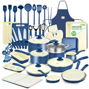 Conjunto NutriChef de 54 peças para cozinha doméstica, utensílios de cozinha e ferramentas para assar - NCCW54GRA - Cinza azulado