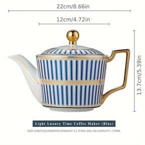 Conjunto de xícaras de chá de porcelana elegante da China com bule, açucareiro e leiteira para chá / café, presente para adultos, xícara de chá e pires de porcelana exquisita de platina esmaltada, colher dourada, caneca de cappuccino e café latte.