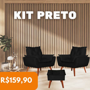 Kit Poltronas para Sala + Puff | Elegância na Casa