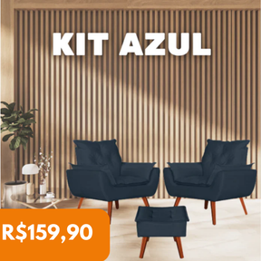 Kit Poltronas para Sala + Puff | Elegância na Casa