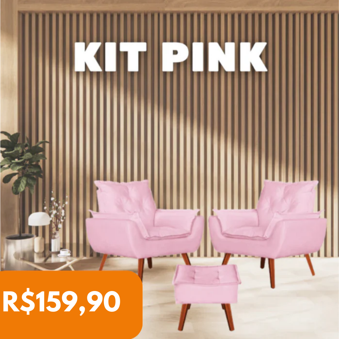 Kit Poltronas para Sala + Puff | Elegância na Casa